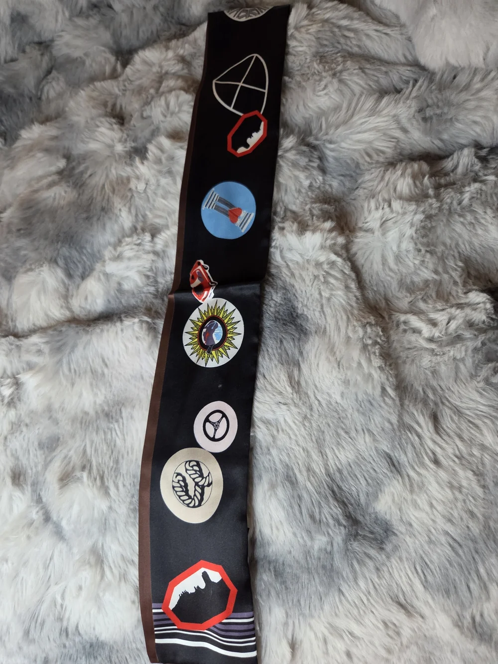 Brown and Black Silk Scarf